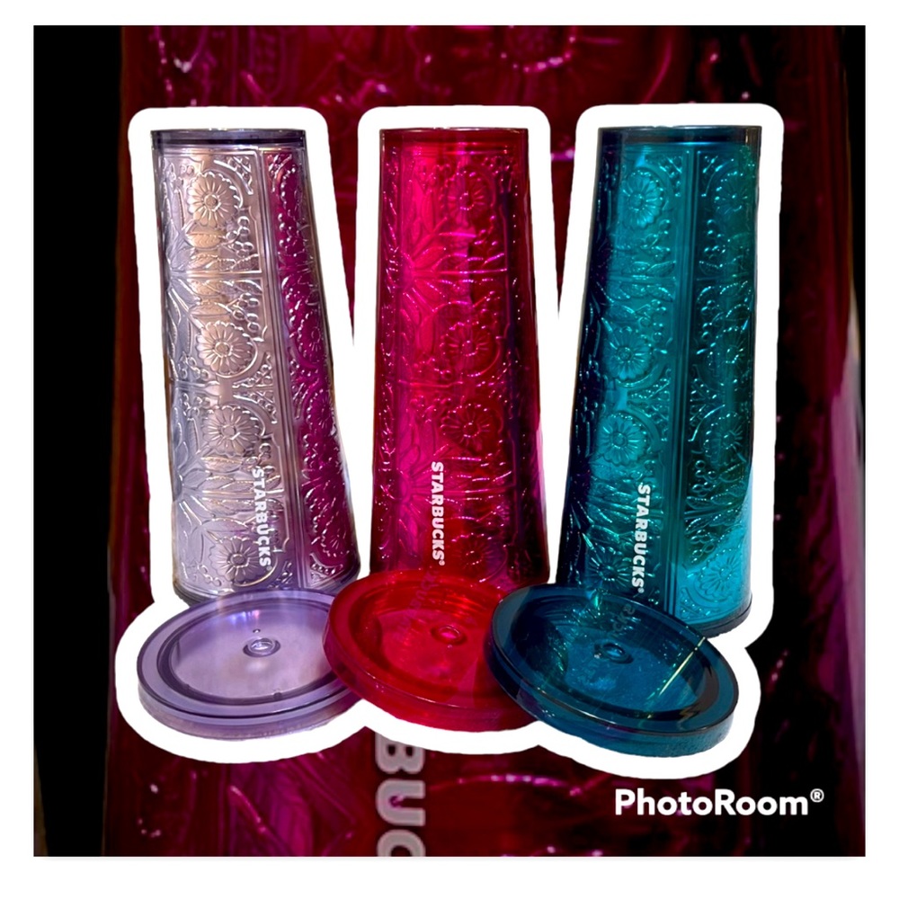 Set of all 3 Chrome foil Starbucks Venti.